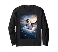 Cool Penguin Selfie on Iceberg Cinematic Ocean Graphic Long Sleeve T-Shirt