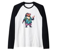 Cool Penguin Summer Party Vacation Raglan Baseball Tee