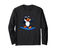 Cool Penguin Surfer Riding Waves Summer Sports Long Sleeve T-Shirt