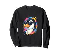 Cool Penguin with Sunglasses Colorful Paint Splash Sweatshirt