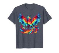Cool Phoenix Graphic Spirit Animal Illustration Tie Dye Art T-Shirt, Men, Heather Blue, Small