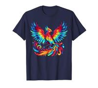 Cool Phoenix Graphic Spirit Animal Illustration Tie Dye Art T-Shirt, Men, Navy Blue, Medium