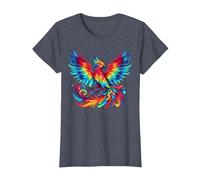 Cool Phoenix Graphic Spirit Animal Illustration Tie Dye Art T-Shirt, Women, Heather Blue, Medium