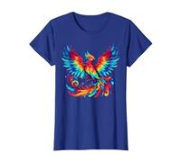 Cool Phoenix Graphic Spirit Animal Illustration Tie Dye Art T-Shirt, Women, Royal Blue, Medium