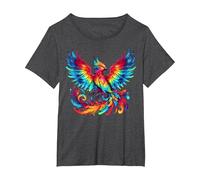 Cool Phoenix Graphic Spirit Animal Illustration Tie Dye Art T-Shirt, Women's Plus, Dark Heather Grey, 3X