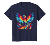 Cool Phoenix Graphic Spirit Animal Illustration Tie Dye Art T-Shirt, Youth, Navy Blue, Small