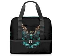 Cool Phoenix Pattern Sports Tote Gym Bag for Women Men, Travel Duffel Bag with Shoe Compartment Large Capacity Workout Overnight Bag for Fitness Yoga Swimming Weekend