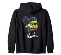 Cool Pickleball Character With Paddle Swag Zip Hoodie