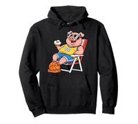 Cool Pig 00 Basketball Donut Eating Summer Vibes Pullover Hoodie