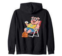 Cool Pig 00 Basketball Donut Eating Summer Vibes Zip Hoodie
