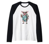 Cool Pig Summer Vacation Raglan Baseball Tee