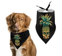 Cool Pineapple Skull Cute Dog Bandanna Scarf Printed Adjustable Triangle Pet Kerchief for Dogs And Cats