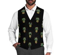 Cool Pineapple Skull Men's Suit Vest Formal Dress Waistcoat Vest Casual Business Vests for Suit Or Tuxedo M