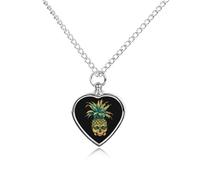 Cool Pineapple Skull Personalized Pet Urn Necklace Keepsake Urn Pendant Cremation Jewelry Gifts for Dog Cat Lover