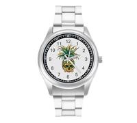 Cool Pineapple Skull Personalized Quartz Watch Stainless Steel Wrist Watches with Arabic Numerals for Men Women
