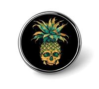 Cool Pineapple Skull Round Brooch Pin Lapel Pins Tie Suit Dress Accessories for Men Women Wedding Birthday
