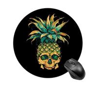 Cool Pineapple Skull Round Mouse Pad for Office Home