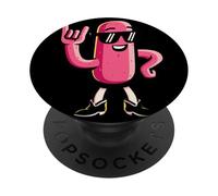 Cool Pink Sausage Hotdog Rock Hand Sign Mascot Graphic Food PopSockets Adhesive PopGrip