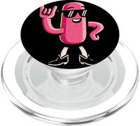 Cool Pink Sausage Hotdog Rock Hand Sign Mascot Graphic Food PopSockets PopGrip for MagSafe