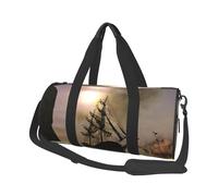 Cool Pirate Ship Duffle Bag With Shoes Compartment And Adjustable Strap,Foldable Travel Duffel Bags For Men Women,Waterproof Duffel Bags, Black, One Size