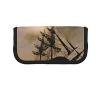 Cool Pirate Ship Large Capacity Canvas Pencil Case, Sturdy and Durable, Easy to Store in an Orderly Manner
