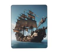 Cool Pirate Ship Print Small Desk Pad,Rubber Base with Precision Stitched Edges,Perfect for Office,Gaming