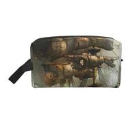 Cool Pirate Ship Printed Makeup Bag Travel Portable Cosmetic Bag Large Capacity Makeup Case Toiletry Handbag Organiser for Women