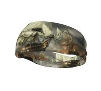 Cool Pirate Ship Sports Headbands Moisture Wicking Athletic Terry Cloth Sweatband Sweat Absorbing Head Band