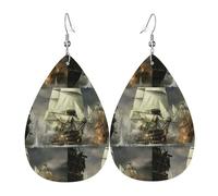 Cool Pirate Ship Teardrop Pierced Earrings For Women, Geometric Drop Earrings, Fashion Dangle Jewelry For Evening Events