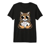 Cool Poker Cat with Sunglasses Playing Cards Premium T-Shirt
