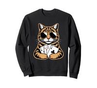 Cool Poker Cat with Sunglasses Playing Cards Sweatshirt