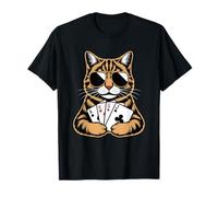 Cool Poker Cat with Sunglasses Playing Cards T-Shirt