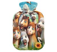 Cool Ponies Green Hot Water Bottles with Soft Cover Hot Water Bag for Hot and Cold Compress Medium
