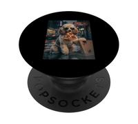 Cool Poodle Pizza Nocturne Night Dog PopSockets Adhesive PopGrip