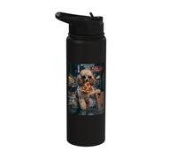 Cool Poodle Pizza Nocturne Night Dog Stainless Steel Insulated Water Bottle