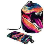 Cool Pop Art Dinosaur World Travel Cosmetic Bags Makeup Bag for Women, Foldable Drawstring Travel Cosmetic Bags, Portable Toiletry Bucket Bag
