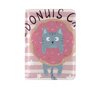 Cool Pretty Funny Cat Kitty USA Passport Holder Real Leather Cover Case for Travel Men Women