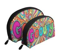 Cool Psychedelia Printed Makeup Bags 2-Piece Portable Shell Travel Toiletry Bag