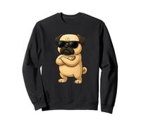 Cool Pug Cartoon Funny Dog with Sunglasses Sweatshirt