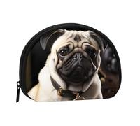 Cool Pug Dog Coin Purse Personalized Coin Bag for Women Men Change Purse Small Wallets with Zipper Mini Shell Coin Pouch Outdoor Shopping Change Storage Bag Handbags Gifts