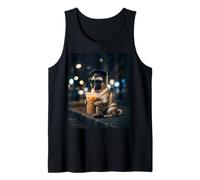 Cool Pug Dog Graduation Iced Coffee Tank Top