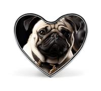 Cool Pug Dog Heart Pin, 1 Inch Metal Love Lapel Pins - Lightweight, Smooth Edges, Versatile Badge Brooch for Jackets, Shirts, Bags, Gifts for Friends, Family