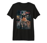 Cool Pug Pizza Nocturne Night Dog Premium T-Shirt