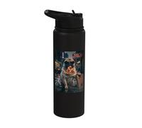 Cool Pug Pizza Nocturne Night Dog Stainless Steel Insulated Water Bottle