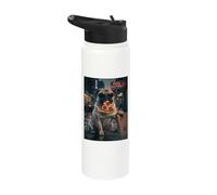Cool Pug Pizza Nocturne Night Dog Stainless Steel Insulated Water Bottle