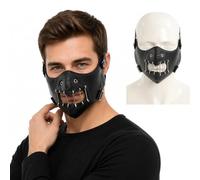 Cool Punk Masks Skull Punk Hannibal Leather Face Mask | Breathable Material Cosplay Half Face Halloween Leather Costume Prop