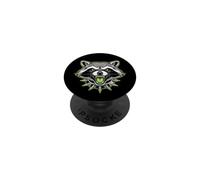 Cool Punk Rock Raccoon Face Spiked Collar Metal Music PopSockets Adhesive PopGrip