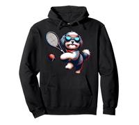 Cool Puppy Tennis Player With Sunglasses And Racket Pullover Hoodie