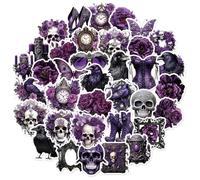 Cool Purple Goth Rose Stickers Decals. Horror Rose Skull Stickers for Scrapbook Junk Journal Collage DIY Crafts,Vinyl Gothic Halloween Stickers for Water Bottles Laptops,Phone Case