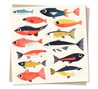 Cool Quirky Fish Birthday or Anniversary or Note Card For Friend or Loved One - For Men, Women, Woman, Man, Bestie, Relative, Partner, Boyfriend, Girlfriend, Wife, Husband